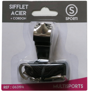 Sifflet acier + cordon Sporti France 063194