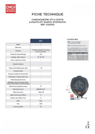 Kit 16 Chronomètre 1 ligne DT1 6 digits + Mallette Sporti France 024132