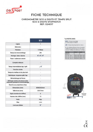 Kit 16 Chronomètre SCO 1 ligne 6 digits + Mallette rigide Sporti France 024021