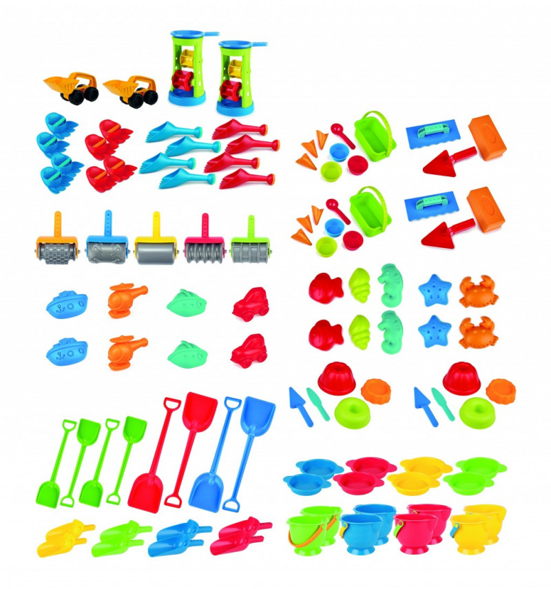 Set Joyeux bâtisseurs Jeux de sable 107 pièces Set Joyeux bâtisseurs Jeux de sable 107 pièces