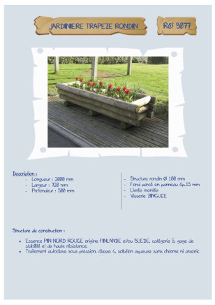 Jardinière trapèze rondin LA9077