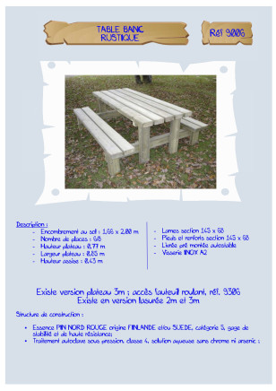 Table-banc Rustique LA9006