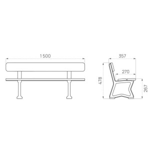 Banc bois et acier assise 27 cm Mora Junior 299010 Procity - Educ' Loisirs